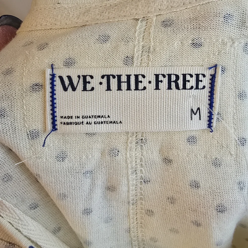 NWT We the Free Polka Dot Short Sleeve Tee - Cream and Black - Picture 7 of 8